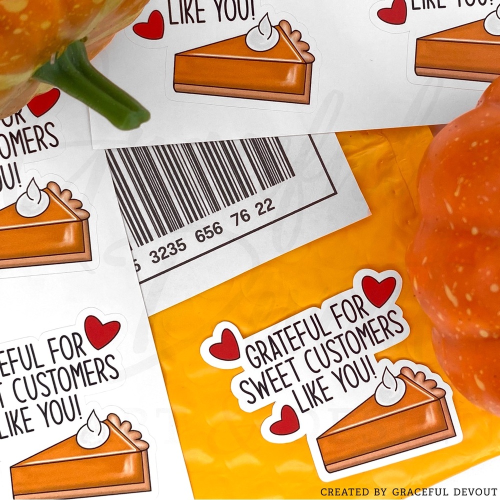 ♥️Grateful For Sweet Customers Like You!- 2" (inches) (96ct.) Stickers 🥧♥️ - Picture 4 of 4